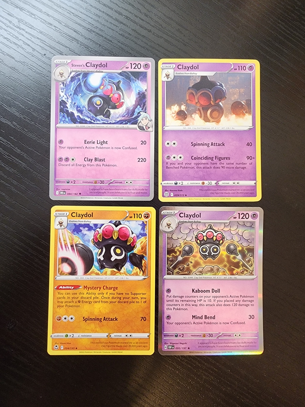 Claydol & Steven’s Claydol Pokémon Card Lot – 4 Different Cards